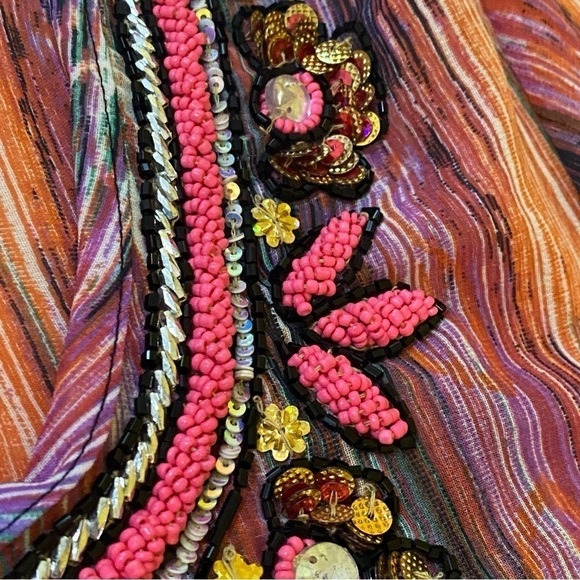 Lucky & Coco  Womens Size M Boho Beaded Colorful Statement Swim Coverup Tunic - Picture 7 of 9